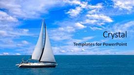  Presentation with sailing - Cool new PPT theme with small boat - sailing yacht in the ionian backdrop and a light blue colored foreground