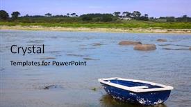  Presentation with draagon boat racing - Colorful presentation theme enhanced with small boat in the bay backdrop and a  colored foreground