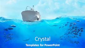  Presentation with fish ocean - Slide deck with small-boat-in-the-sea background and a gray colored foreground