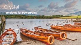  Presentation with power boats - Presentation featuring small-boats-at-lake-windermere background and a seafoam green colored foreground