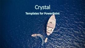  Presentation with moving sea - Colorful PPT theme enhanced with small boats in sea backdrop and a navy blue colored foreground