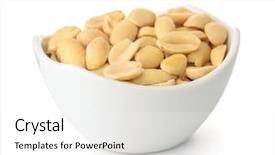  Presentation with peanuts - PPT layouts having small bowl of roasted salted background and a white colored foreground