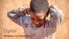  Presentation with village - Colorful PPT theme enhanced with small-boy-in-a-village backdrop and a coral colored foreground