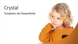  Presentation with 3d isolated t rex head - Audience pleasing PPT theme consisting of small boy scratching his head backdrop and a white colored foreground