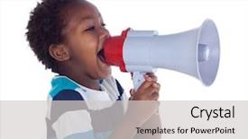  Presentation with seeing through fog - Slide deck consisting of small boy shouting background and a light gray colored foreground