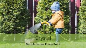  Presentation with childhood - Beautiful slide deck featuring small-boy-with-watering backdrop and a yellow colored foreground