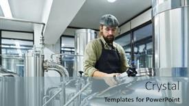  Presentation with brewery - Slide set enhanced with small-brewery-worker-checking-tanks background and a light blue colored foreground