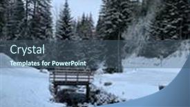  Presentation with stream - Amazing presentation having small-bridge-over-a-stream backdrop and a ocean colored foreground