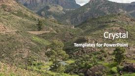  Presentation with mountains fantasy abstract nature landscape - Slide set enhanced with small brook in mountains landscape background and a tawny brown colored foreground