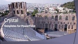  Presentation with dwelling - Presentation theme with small building of ancient greece background and a gray colored foreground