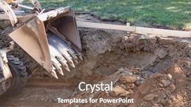  Presentation with bulldozer - Amazing PPT layouts having small bulldozer digging in yard backdrop and a violet colored foreground