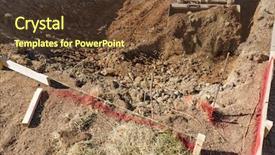  Presentation with bulldozer - Slide deck consisting of small bulldozer digging in yard background and a tawny brown colored foreground