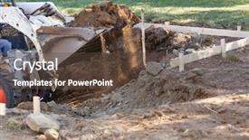  Presentation with bulldozer - Beautiful theme featuring small bulldozer digging in yard backdrop and a tawny brown colored foreground