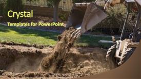  Presentation with bulldozer - PPT layouts with small bulldozer digging in yard background and a tawny brown colored foreground