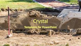  Presentation with bulldozer - Colorful slide deck enhanced with small bulldozer digging in yard backdrop and a tawny brown colored foreground