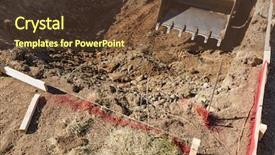  Presentation with bulldozer - Slide deck with small bulldozer digging in yard background and a tawny brown colored foreground