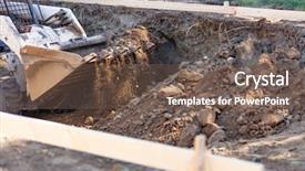  Presentation with bulldozer - PPT layouts having small bulldozer digging in yard background and a violet colored foreground