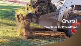  Presentation with bulldozer - Slide deck enhanced with small bulldozer removing grass background and a tawny brown colored foreground