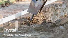  Presentation with bulldozer - Colorful PPT theme enhanced with small bulldozer using a breaker backdrop and a gray colored foreground