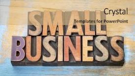  Presentation with color blocks - Colorful slide deck enhanced with small business banner in vintage letterpress wood type blocks stained by color inks backdrop and a coral colored foreground