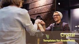  Presentation with purchasing - Beautiful PPT theme featuring small business food people backdrop and a tawny brown colored foreground