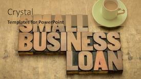  Presentation with business loan - Theme consisting of small-business-loan-word-abstract background and a coral colored foreground