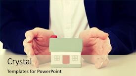  Presentation with house fly insect close up - Presentation theme featuring small business loans - close up on house model background and a lemonade colored foreground