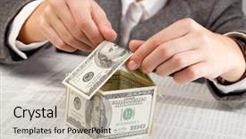  Presentation with house - Theme consisting of small business loans - dollars house background and a  colored foreground