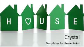  Presentation with paper - Slides featuring small business loans - paper houses isolated on white background and a  colored foreground