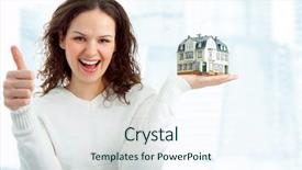  Presentation with white house - Amazing presentation having small business loans - young woman with little house backdrop and a sky blue colored foreground