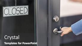  Presentation with open door - Colorful slides enhanced with small-business-pandemic-and-service backdrop and a dark gray colored foreground