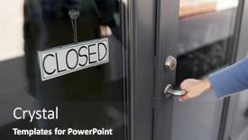  Presentation with open door - Presentation theme having small-business-pandemic-and-service background and a dark gray colored foreground