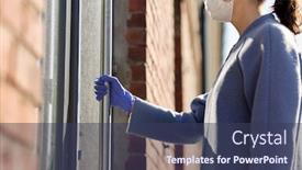  Presentation with open door - Presentation design with small-business-pandemic-and-service background and a tawny brown colored foreground