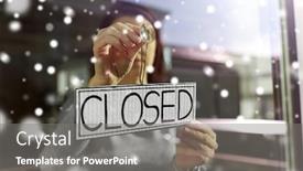  Presentation with young business people - Colorful PPT theme enhanced with small-business-people-and-service backdrop and a gray colored foreground