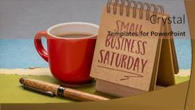  Presentation with note - Presentation theme with small-business-saturday-note-handwriting background and a coral colored foreground