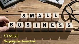  Presentation with entrepreneur - Slides enhanced with small-business-word-on-wooden background and a tawny brown colored foreground