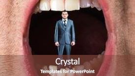  Presentation with businessman standing on mountain top - Presentation design consisting of sneaking - small businessman standing in open background and a tawny brown colored foreground