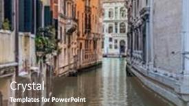  Presentation with blue water - Cool new presentation theme with small-canal-in-venice-italy backdrop and a violet colored foreground