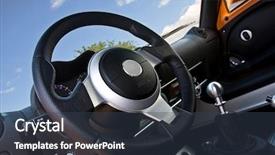  Presentation with interior - PPT theme enhanced with small car - compact sportscar interior background and a tawny brown colored foreground