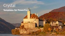  Presentation with danube - Slide deck with small-castle-schonbuhel-above background and a gray colored foreground