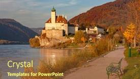  Presentation with danube - Presentation theme enhanced with small-castle-schonbuhel-above background and a tawny brown colored foreground