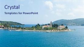  Presentation with croatia - Presentation theme featuring small-catholic-monastery-on-island background and a sky blue colored foreground
