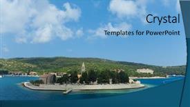  Presentation with croatia - Cool new slide set with small-catholic-monastery-on-island backdrop and a light blue colored foreground