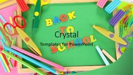  Presentation with back to school virtually - Beautiful theme featuring small chalkboard with school supplies backdrop and a seafoam green colored foreground
