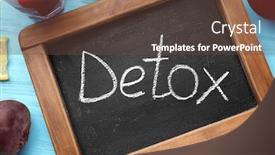  Presentation with detox - PPT theme with nutrition words healthy food written - small chalkboard with word detox background and a tawny brown colored foreground