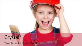  Presentation with paint brush brash and red - Cool new PPT layouts with small child - pretty little girl backdrop and a red colored foreground