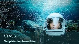  Presentation with coral reef - Slide set with small-child-dives-underwater background and a ocean colored foreground