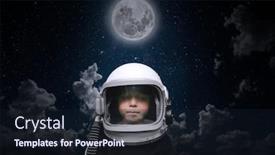  Presentation with astronaut - Beautiful slide deck featuring small-child-imagines-himself backdrop and a wine colored foreground