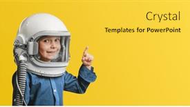  Presentation with astronaut - Presentation featuring small-child-imagines-himself background and a yellow colored foreground