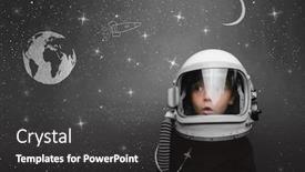  Presentation with astronaut - Amazing PPT theme having small-child-wants-to-fly backdrop and a dark gray colored foreground